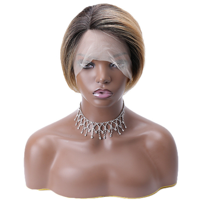 Largo Vietename virgen cruda HD 13x1 T Parte encaje Frente Pelicula corte de cabello humano Pelucas de sombreado marrón
