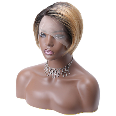 Largo Vietename virgen cruda HD 13x1 T Parte encaje Frente Pelicula corte de cabello humano Pelucas de sombreado marrón