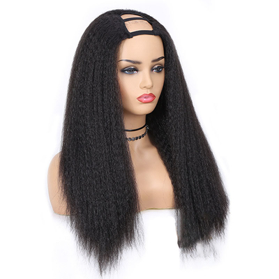 Cabello virgen ventaja Kinky el pelo humano recto sin pegamento U parte peluca para la compra al por mayor