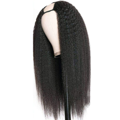 Cabello virgen ventaja Kinky el pelo humano recto sin pegamento U parte peluca para la compra al por mayor