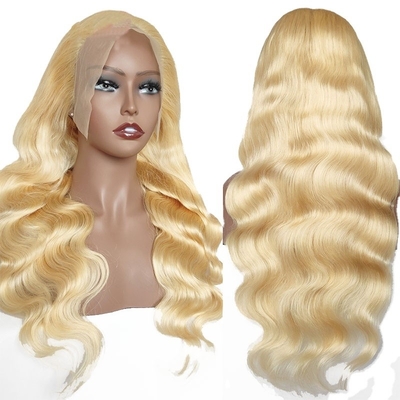 Color de encaje marrón claro Virgen rubia Corpo resaltado onda rizada Full Lace Frente Pelucas 613 HD 13x6 para mujeres