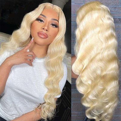 Color de encaje marrón claro Virgen rubia Corpo resaltado onda rizada Full Lace Frente Pelucas 613 HD 13x6 para mujeres
