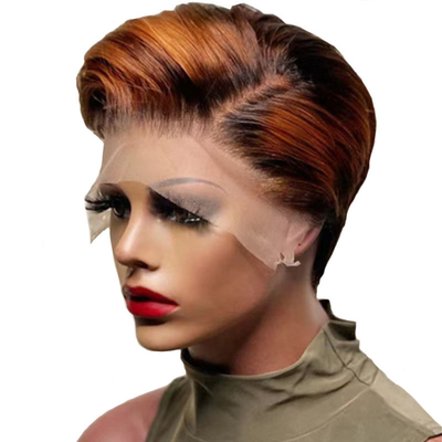 Pellido humano frontal de encaje marrón claro corto Rubia brasileña Bob para mujeres de 30 años