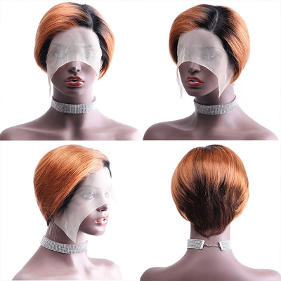 Pellido humano frontal de encaje marrón claro corto Rubia brasileña Bob para mujeres de 30 años