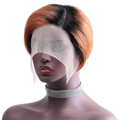 Pellido humano frontal de encaje marrón claro corto Rubia brasileña Bob para mujeres de 30 años