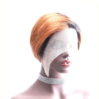 Pellido humano frontal de encaje marrón claro corto Rubia brasileña Bob para mujeres de 30 años