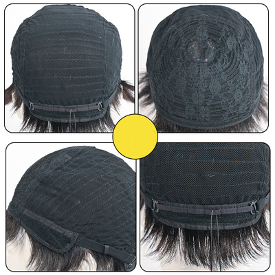 Cabello suave y brillante cortado de pelo brasileño de cabeza completa Perucas negras masculinas con cuero cabelludo natural