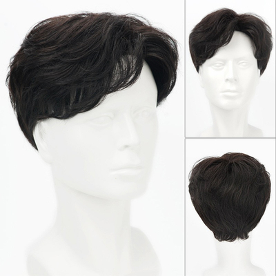 100% Cabello humano Cabeza llena Vietnam Negro Corte muy corto Pelucas de pelo indias para hombres asiáticos