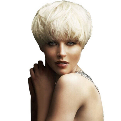 250g-450g de pelo humano natural sin pegamento Peinado cortado de hueso corto Pelucas rectas para mujeres blancas