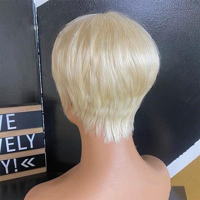 250g-450g de pelo humano natural sin pegamento Peinado cortado de hueso corto Pelucas rectas para mujeres blancas