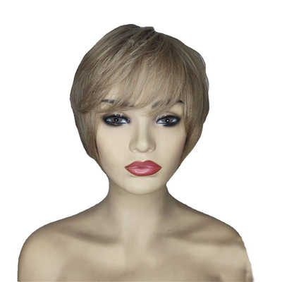 250g-450g de pelo humano natural sin pegamento Peinado cortado de hueso corto Pelucas rectas para mujeres blancas