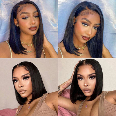 14 pulgadas Full Hd encaje delantero Cabello humano sin pegamento Pelucas 360 Full encaje Frontal Pelucas delanteras delanteras