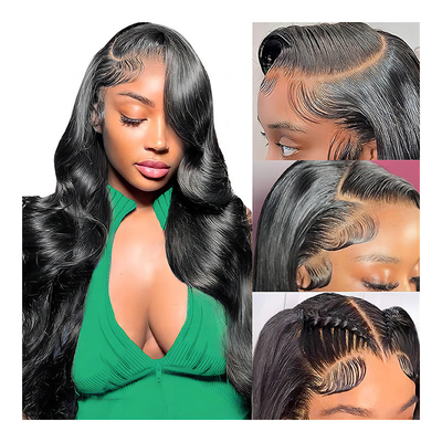 Cabello virgen Peruca frontal con aberturas de encaje suizo y cabello indio crudo