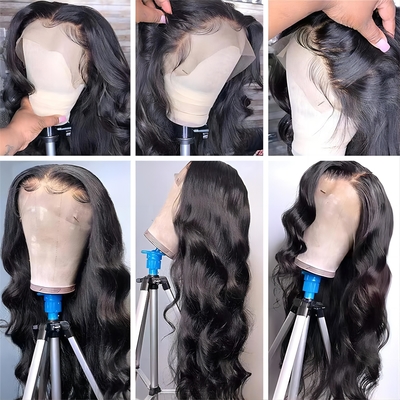 Cabello virgen Peruca frontal con aberturas de encaje suizo y cabello indio crudo