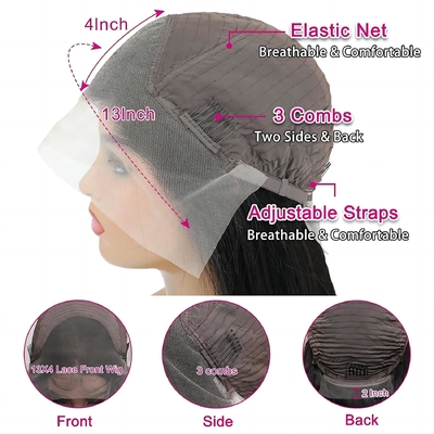 Cabello virgen Peruca frontal con aberturas de encaje suizo y cabello indio crudo