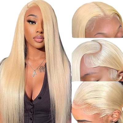 Cabello chino 613 rubio 13X6 Hd Full Lace Frontal Raw Cabello humano peluca con cabello de bebé