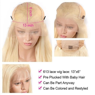 Cabello chino 613 rubio 13X6 Hd Full Lace Frontal Raw Cabello humano peluca con cabello de bebé