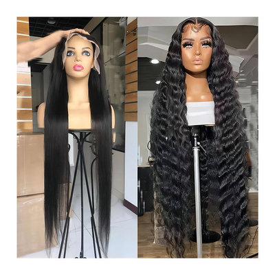30 pulgadas de agua profunda onda cuerpo onda 4x4 Hd transparente encaje frontal de pelo humano crudo peluca para mujeres negras