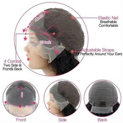 30 pulgadas de agua profunda onda cuerpo onda 4x4 Hd transparente encaje frontal de pelo humano crudo peluca para mujeres negras