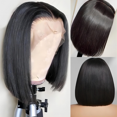 Cabello brasileño corto bob transparente bob pelucas Hd encaje delantero pelo humano pelucas 8-14 pulgadas