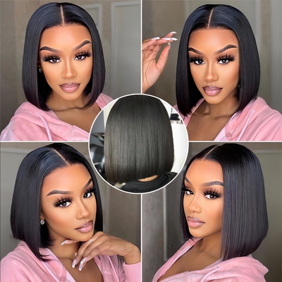 Cabello brasileño corto bob transparente bob pelucas Hd encaje delantero pelo humano pelucas 8-14 pulgadas