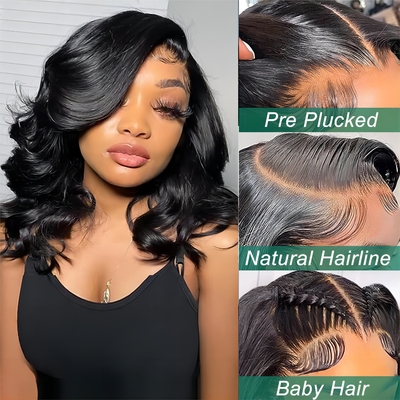 Cabello brasileño corto bob transparente bob pelucas Hd encaje delantero pelo humano pelucas 8-14 pulgadas