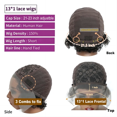 Pelucas de cabello humano de 8 pulgadas 360 encajes delantero peluca de rizos para cabello suave y brillante