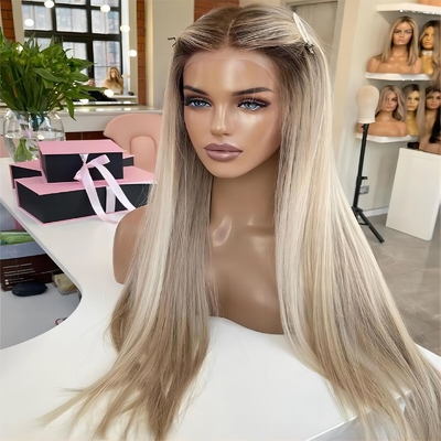 Cabello Europeo Cabello humano Pelucas con densidad frontal de 180% HD encaje Frente y onda del cuerpo